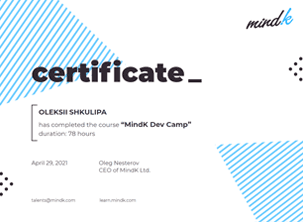 A MindK Certificate